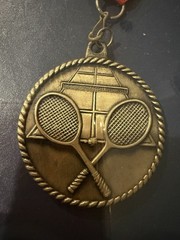 Vintage Framed Tennis Medal Award Red White Blue Ribbon Sports Display 9 x 11”