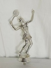 Vintage Silver Women’s Tennis Trophy Cake Topper 6½“