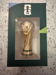FIFA World Cup Soccer Trophy Mini Replica Gold Plastic w/ Black Stand in Box