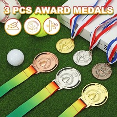 3 Pcs 2″ 1st 2nd 3rd Metal Award Medals, Golden/Silver/Brown (Trophy Style)
