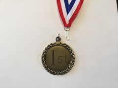 1st PLACE WINNER MEDAL Award Trophy Sports Athlete Gold Tone w/ Ribbon 2.5” Dia