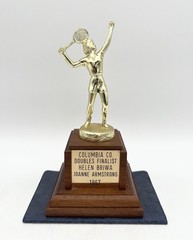 Vintage 1967 Columbia County Women’s Doubles Finalist Tennis Trophy Helen Briwa