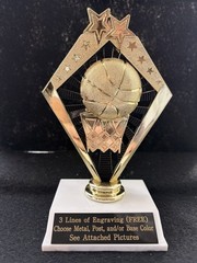 6 1/2″ tall Gold/Black Basketball Sunrise Trophy. (Please See All Photos)