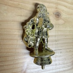 Vintage Santa Claus Trophy Topper Gold Tone Plastic 4″ H
