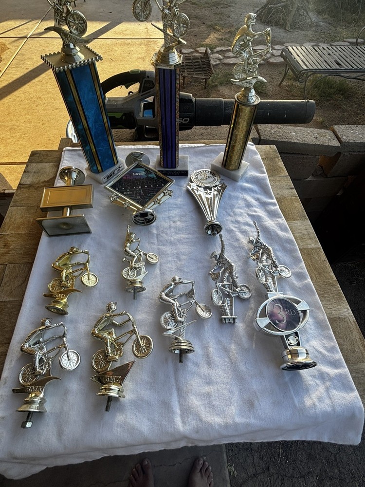 Lot of BMX Trophy Topper Gold/ Silver Tone Plastic/ and parts