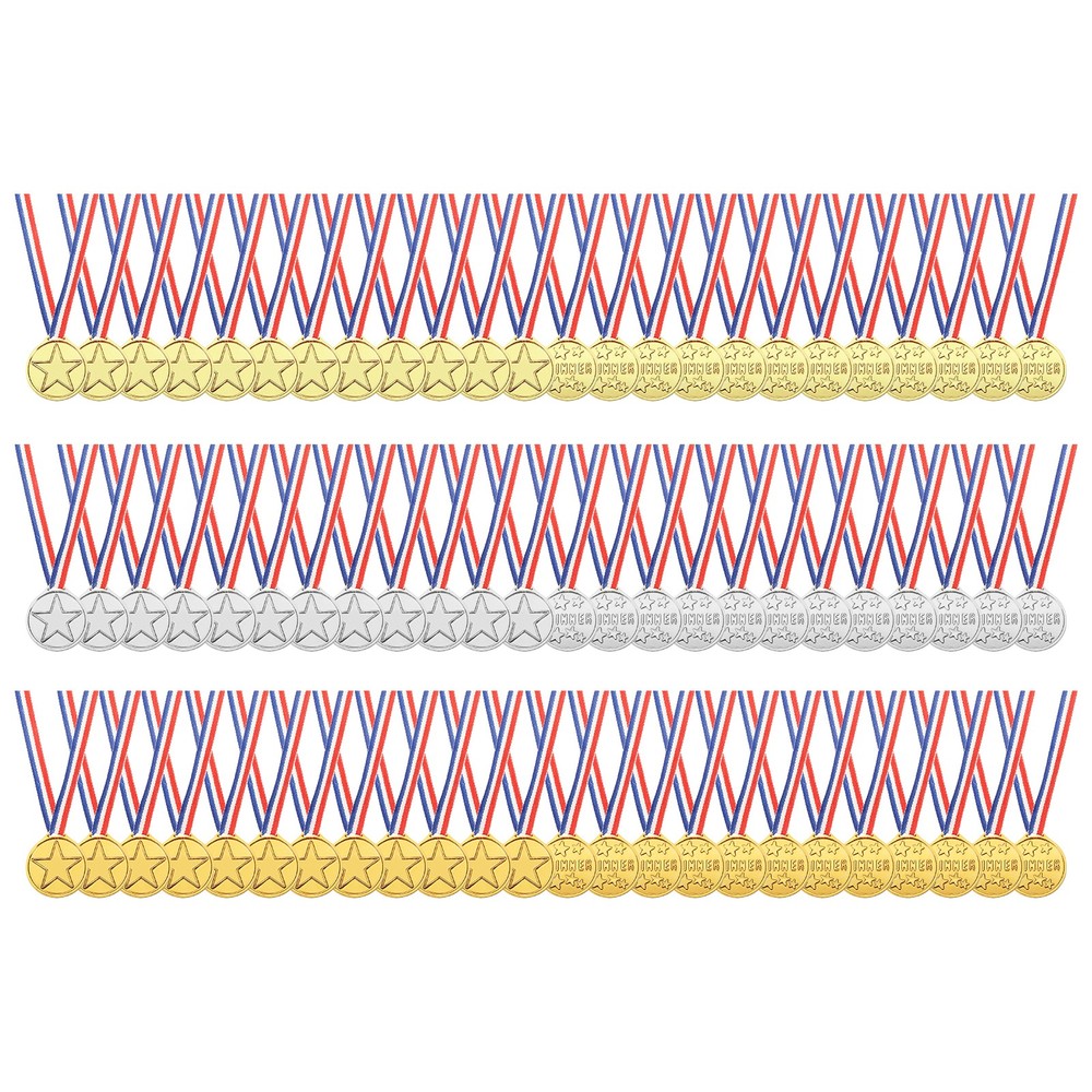 Sports Medal, 108 Pcs Gold Silver Bronze Plastic Medal with Lanyards, Star