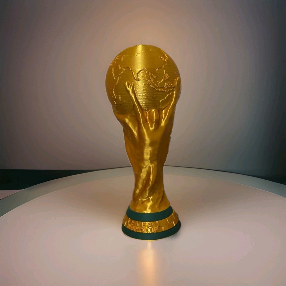 FIFA World Cup Trophy Replica 10 Inches Tall 3D Printed PLA Silk Gold