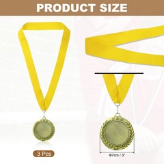 3Pcs Award Medal 1st Prize Winner Award Medal with Yellow Ribbon Gold