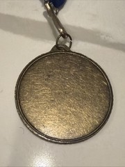 MVP Award Medal w Blue Ribbon Metal Trophy Medal Blank Back Sports Winner