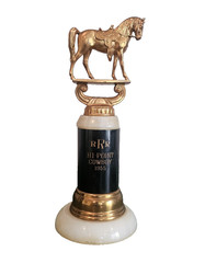 Horse Trophy AMAZING RRR Hi Point Cowboy 1955 Marble Gold Black 11″