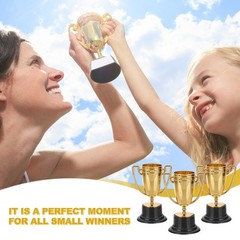 3.22 Inch Mini Trophies, 24 Pcs Plastic Copper Award Trophy Cups