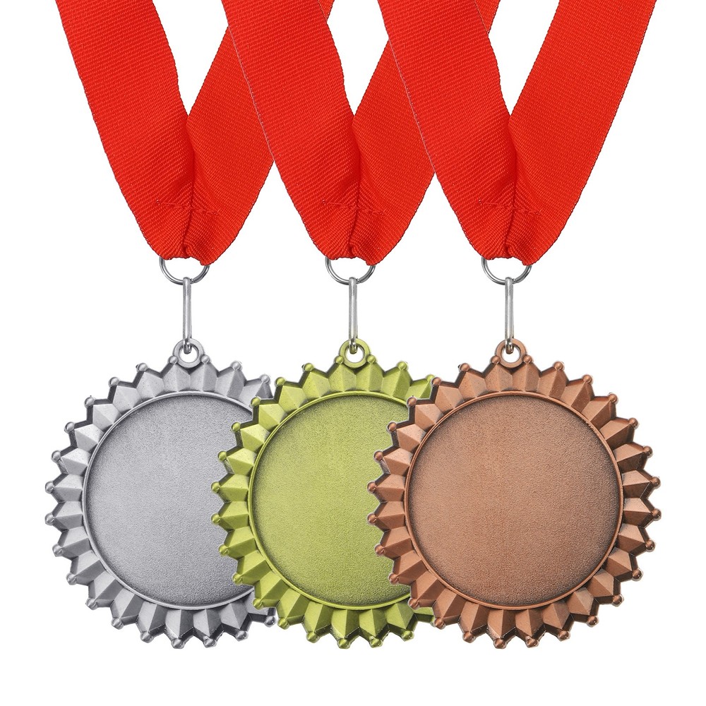 3Pcs Award Medals, 1st 2nd 3rd Place Winner Medals with Red Ribbon, Multicolor