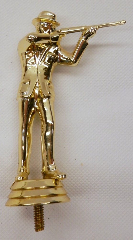 Vintage Rifle Shooting Gun Safety Trophy Topper Gold Chrome About 4.75″ Tall