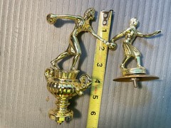 Lot of 2 All Metal Bowling Trophy Toppers Female Figures