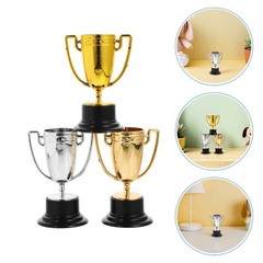12Pcs Reusable Plastic Mini Sports Trophies Gold Silver Bronze for School Events