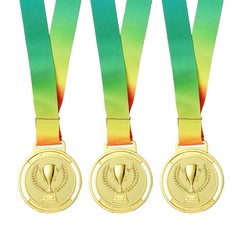3 Pcs 2.6″ Metal Award Medals for Sports, Golden (Trophy Style)