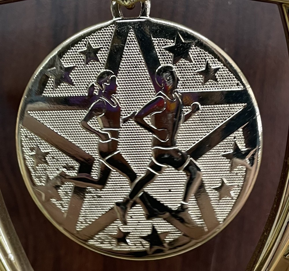 Gold Superstar Running Cross Country medal With Choice Of Ribbon Included