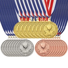 Award Medals, 36 Pcs Zinc Alloy Trophy Medals with Neck Ribbon, Bright Color