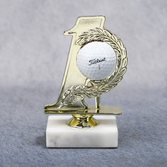 New MTS Golf Hole in One Trophy Ball Holder 5.375″ on Marble Base 9178