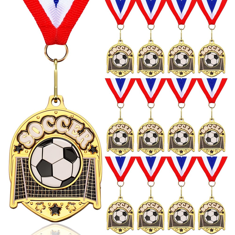 Loetere 12 Pcs Gold Award Medals Bulk 2.2 Inch Basketball Volleyball Royal