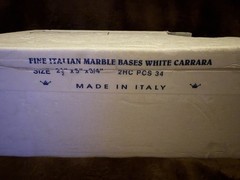 Lot of 8 NEW Italian Marble Trophy Bases Pre-Drilled Holes White