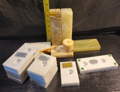 Lot Vintage Marble and Onyx Trophy Bottom Bases Mixed Sizes White