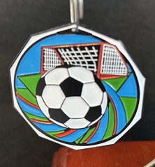 1 3/4” Blue/Red/Green Soccer Medal With Ribbon (See All Photos)