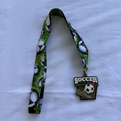 Crown Enamel Soccer Medal Lanyard Neck Ribbon Award