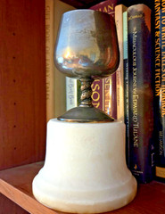 Vtg Trophy Cup Silver Brandy Glass Marble Base Torrejon Spain Engraved 7″ Tall