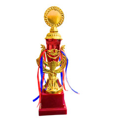 Vigour Sports Gold Winner Trophy with Red Base, Gold Satin Finish, 12.5 Inches