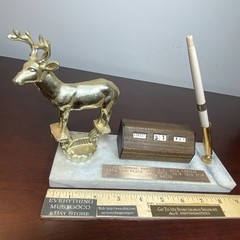 Buck Deer Trophy Award 1974 PENN DOT Big Buck Contest Perpetual Calendar Marble