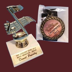 2012 Marching Band Awards Lot: Gold Music Note Trophy & Champions Medal