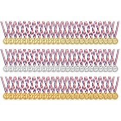 Sports Medal, 108 Pcs Gold Silver Bronze Plastic Medal with Lanyards, Trophy