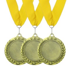 3Pcs Award Medal, 1st Prize Winner Award Medal with Yellow Ribbon, Gold