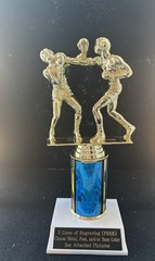 5 3/4” Boxer Double Male Trophy With 3” Post. (Please See All Photos)
