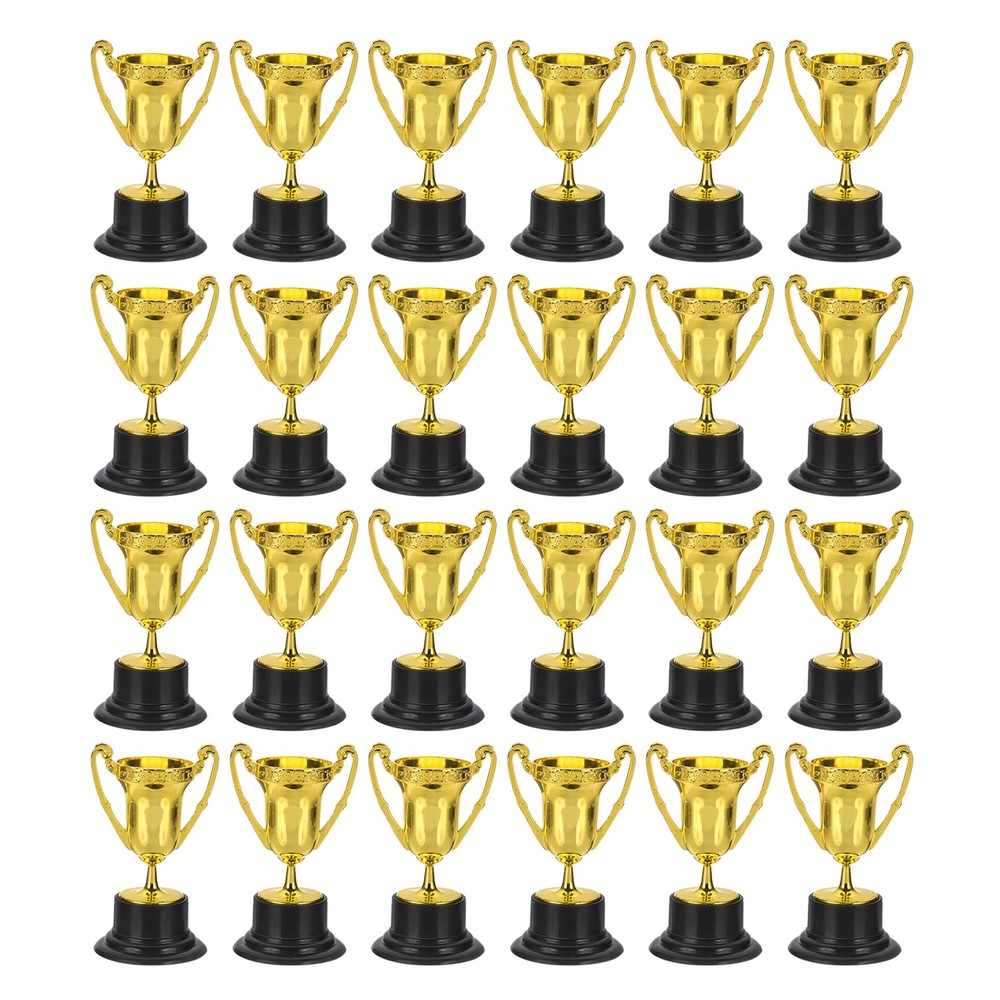 3.22 Inch Mini Trophies, 24 Pcs Plastic Gold Award Trophy Cups Trophies Award