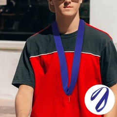 30Pcs Blue Flat Medal Lanyards for Award Prizes in Sports Meetings and Parties