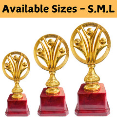 Gold Achievement Trophy with Premium Heavy Red Base, Team Spirit Design