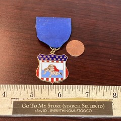 Vtg 1970s WRESTLING Ribbon & Medal Award USA Red White Blue Shield Pin Enameled