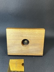 Vintage 1970s Wood Trophy Base with Metal Trim 4.5″
