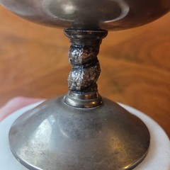Vtg Trophy Cup Silver Brandy Glass Marble Base Torrejon Spain Engraved 7″ Tall