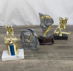 VTG Hockey Sports Trophies Awards Mixed Lot Of 4 Marble Resin Wood See Photos
