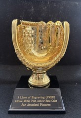 5 1/2” Gold Baseball/Softball Glove Resin Trophy. (Please see all photos!)