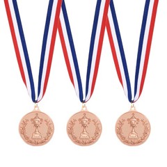 3 Pcs 2″ Metal Award Medals for Sports, Brown (Trophy Style)