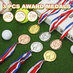 3 Pcs 2″ Metal Award Medals for Sports, Brown (Trophy Style)