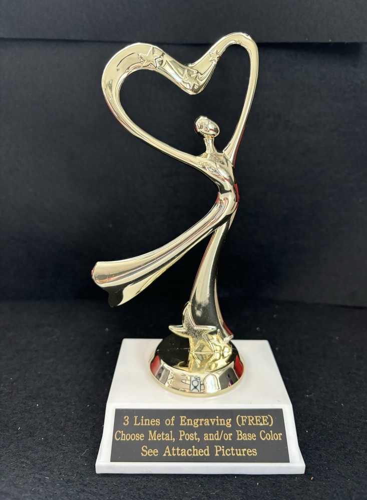6″ tall Modern Dance Heart Trophy. (Please See All Photos)