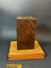 Vintage 1970s Wood Trophy Base with Metal Trim 4.5″