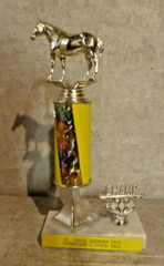 VINTAGE 1980 SR. HORSE SHOWMAN TROPHY 10.5″ TALL DOMINIQUES STOCK YARD
