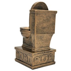 Last Place Gold Toilet Trophy, Action Pedestal – Custom Engraved Loser Award