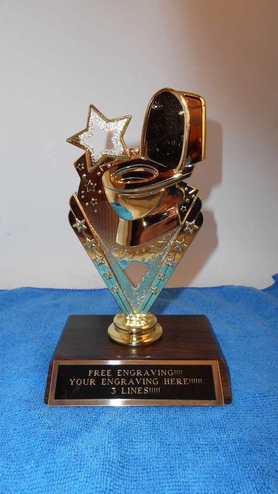 FANTASY FOOTBALL TOILET BOWL LAST PLACE LOSER SKUNK TROPHY-FREE ENGRAVING!!!